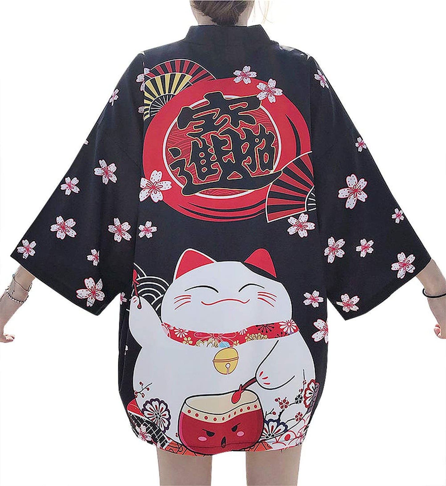 K10-Women's Lucky Cat Cardigan Kimono Cute Tops
