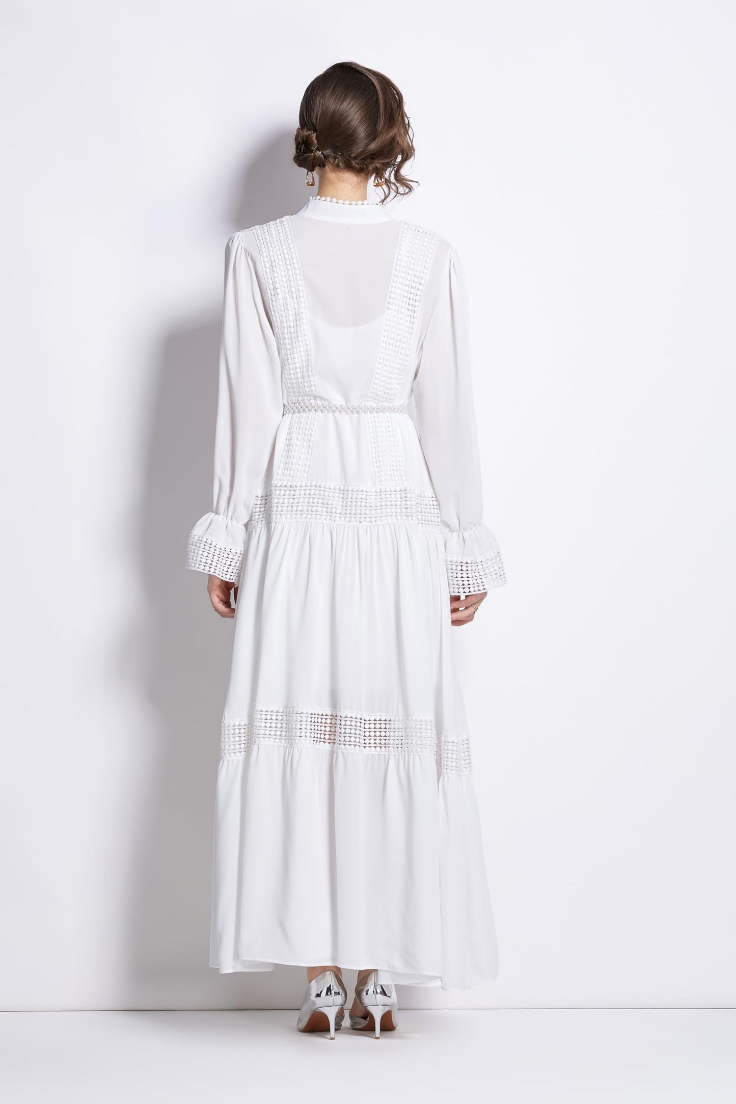 Womens Hollow A Line Maxi Dress With Belt - LAI MENG FIVE CATS