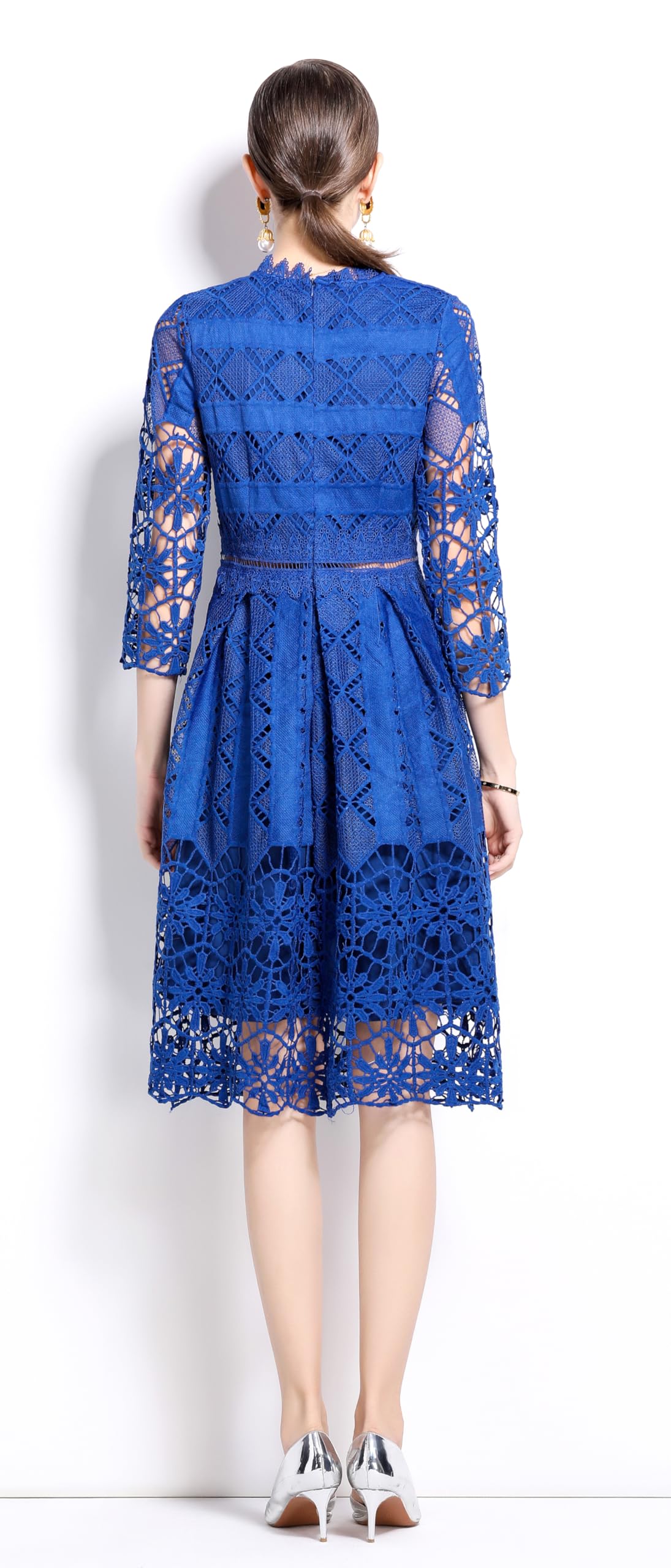 Womens 2/3 Sleeve Wedding Midi Dress - LAI MENG FIVE CATS