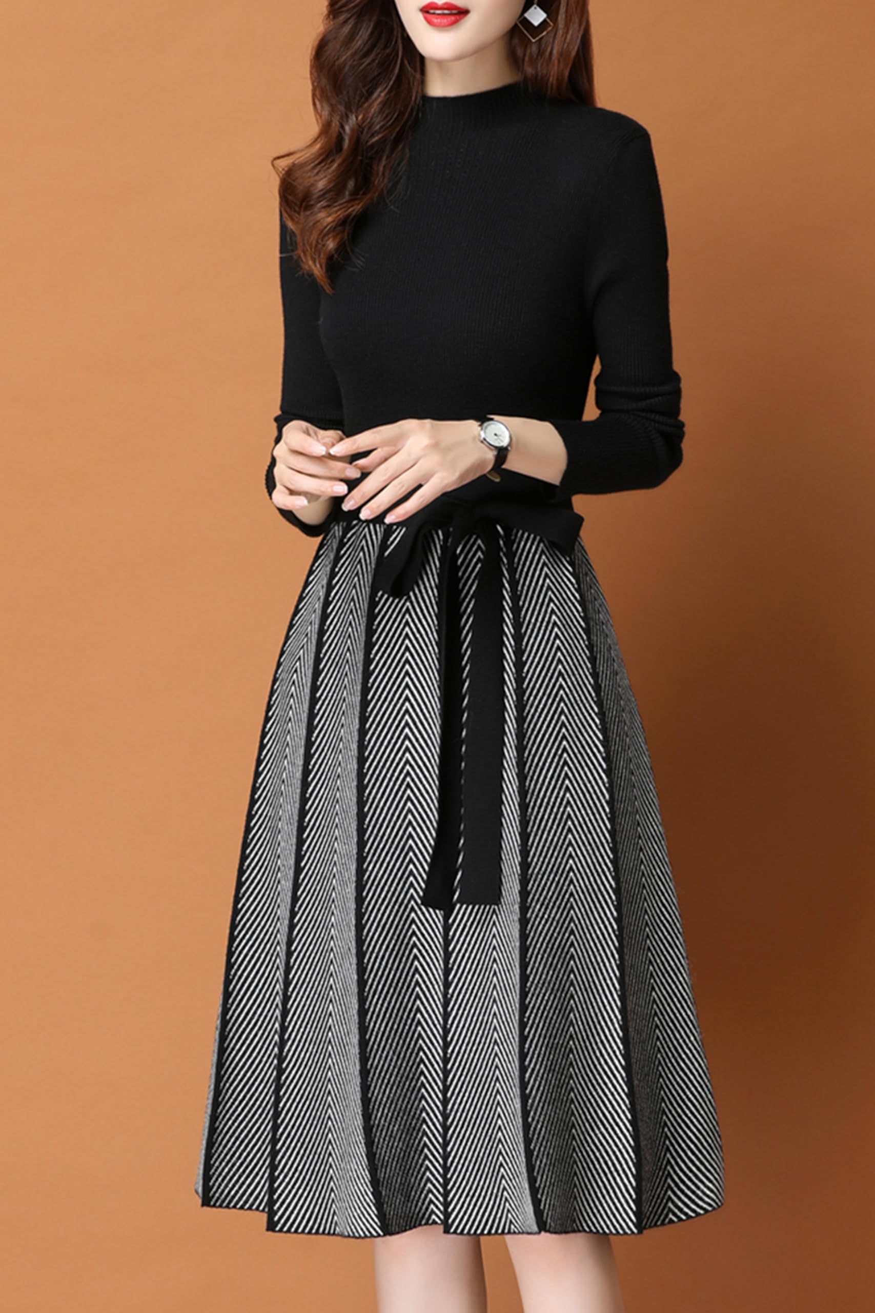 BK-Elegant Knit Pullover Midi Dress - LAI MENG FIVE CATS