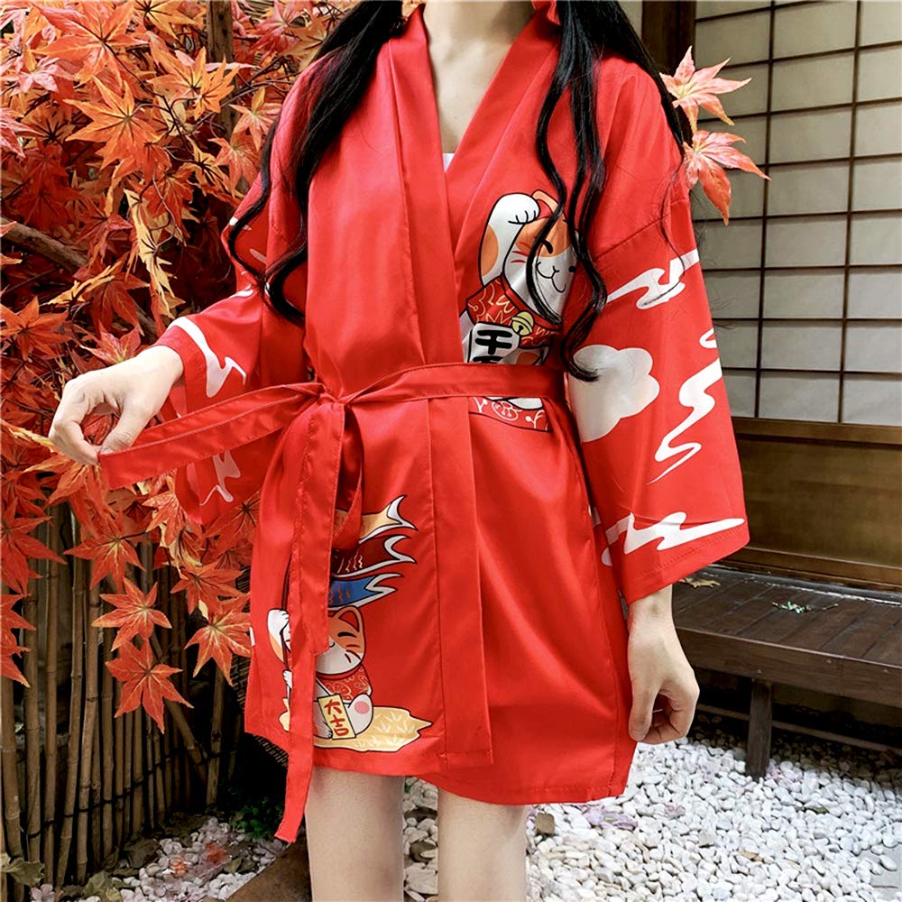 K10-Women's Lucky Cat Cardigan Kimono Cute Tops - LAI MENG FIVE CATS