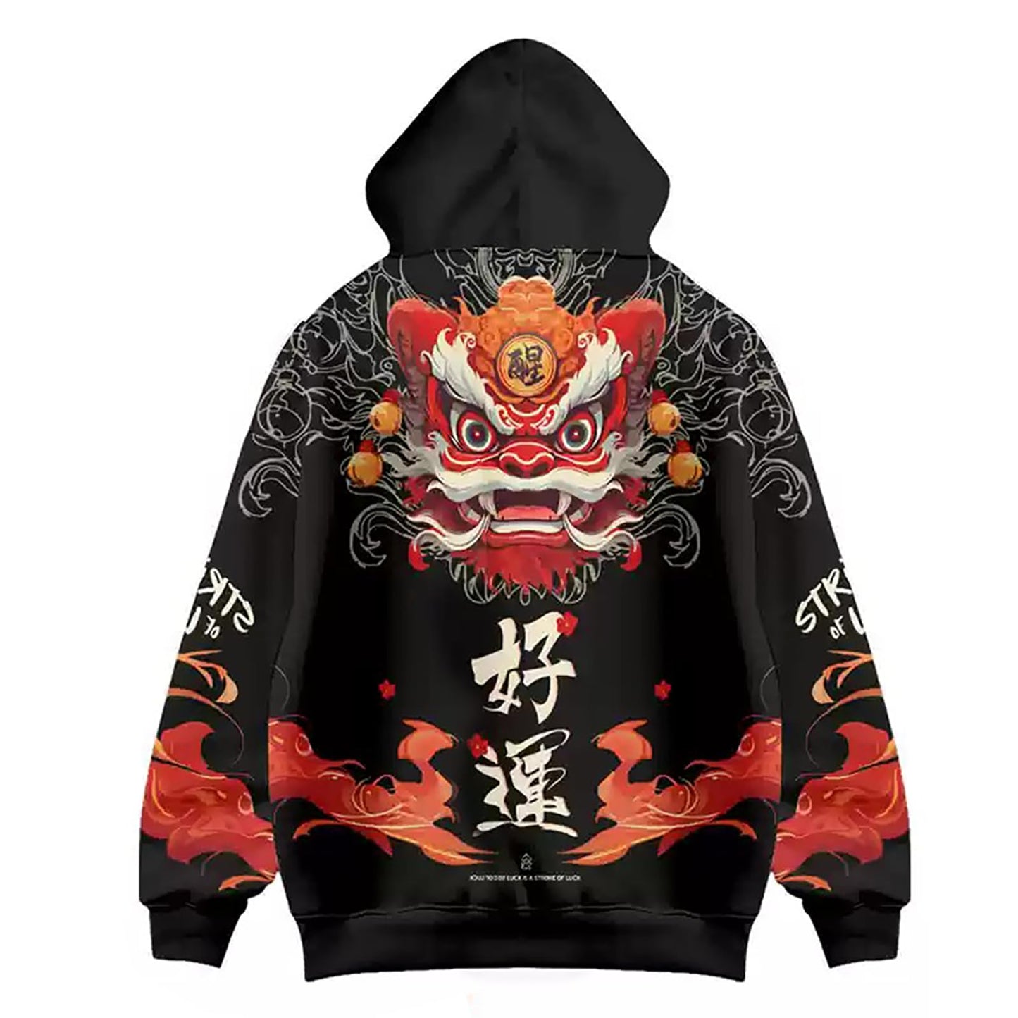 Drawstring Pattern Loose Hoodie with Pocket