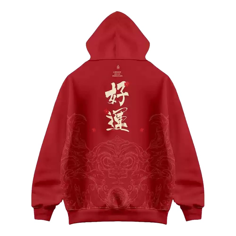 Drawstring Pattern Loose Hoodie with Pocket