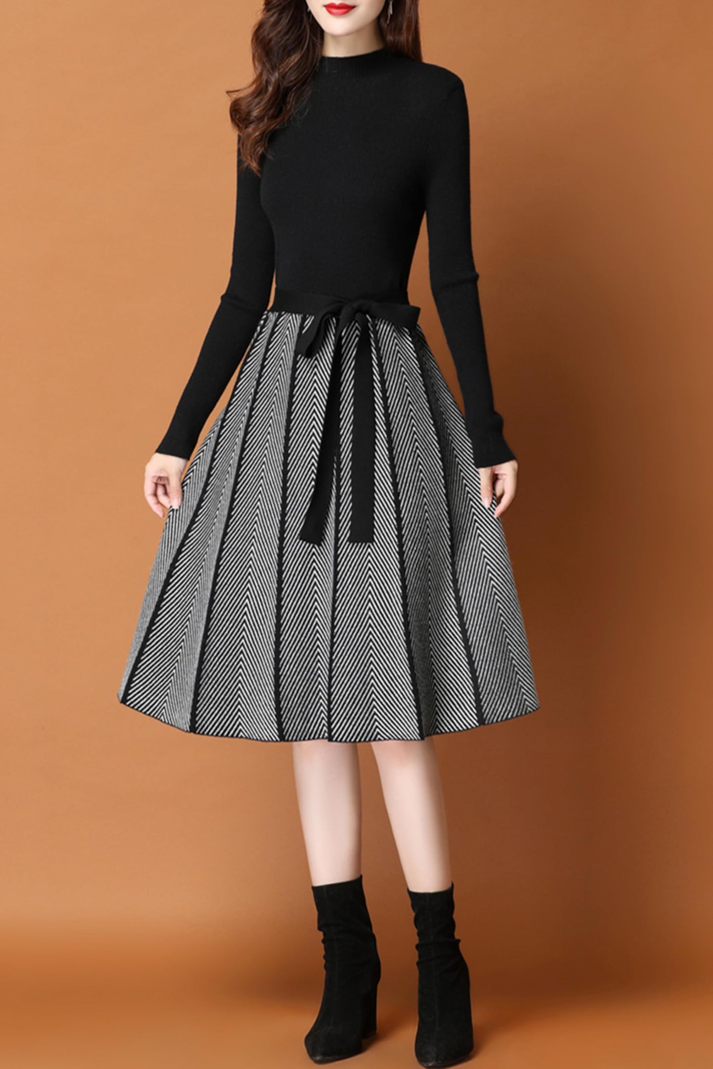 BK-Elegant Knit Pullover Midi Dress - LAI MENG FIVE CATS
