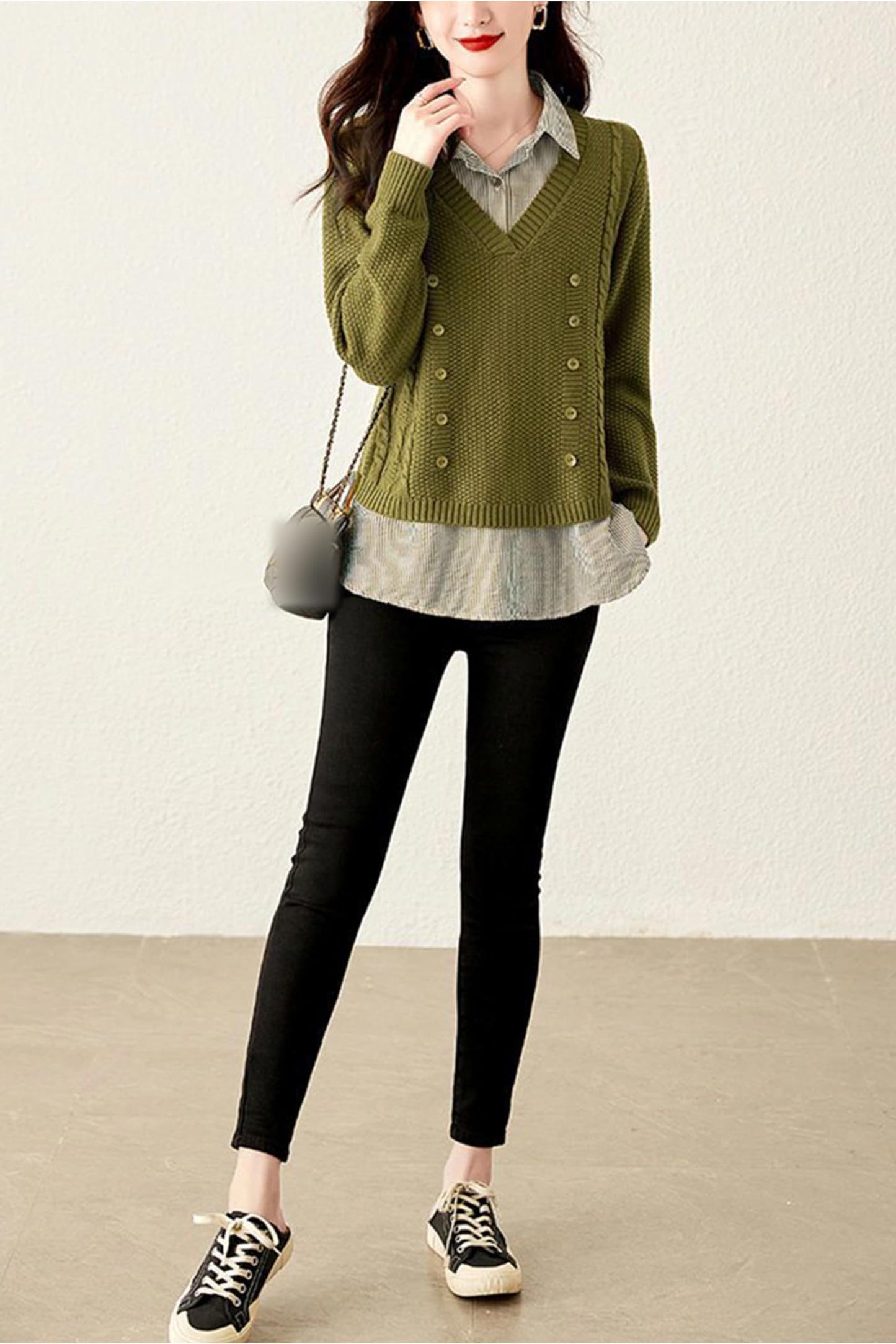 Knit 2 in 1 Tunics Patchwork Tops - LAI MENG FIVE CATS