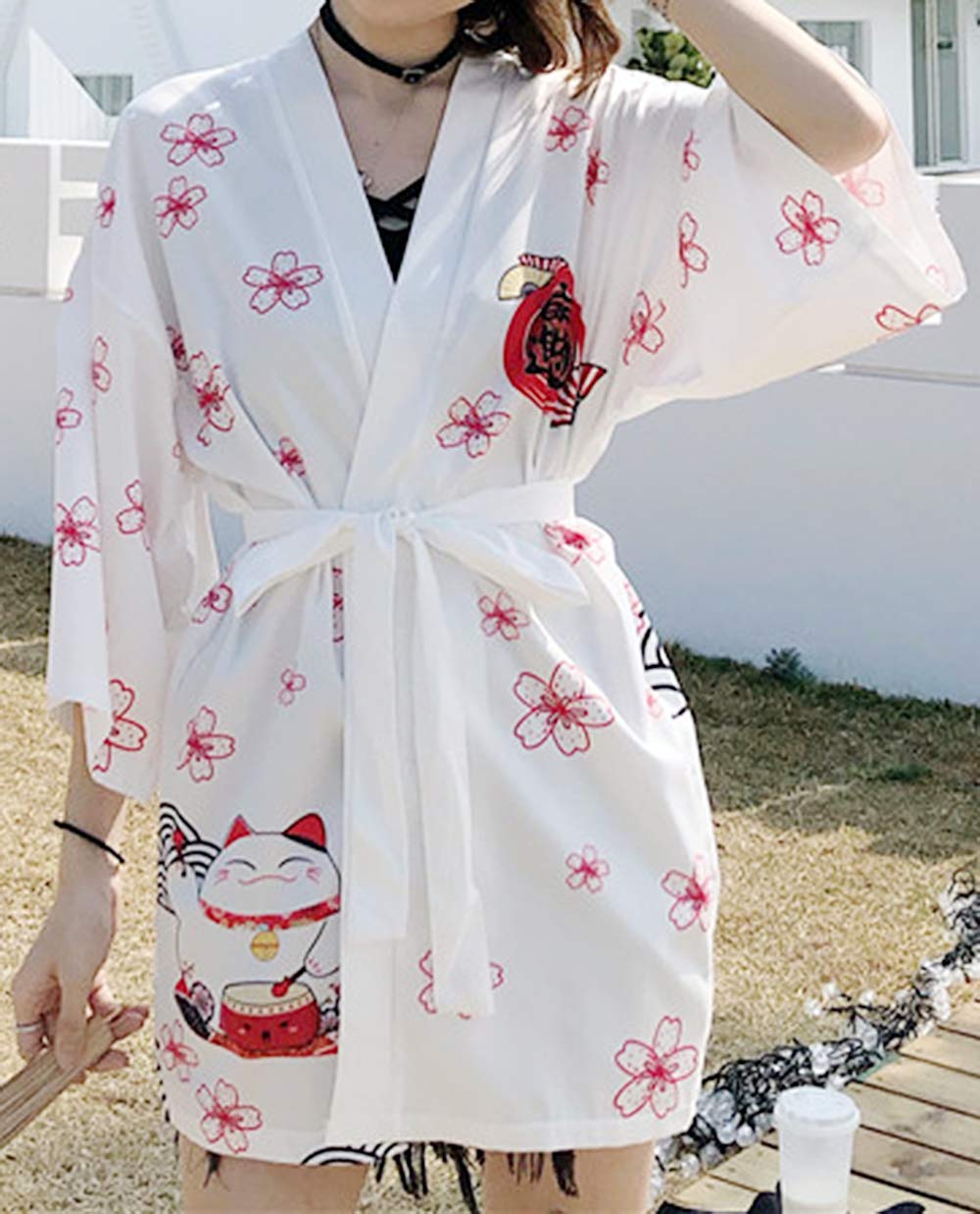 K10-Women's Lucky Cat Cardigan Kimono Cute Tops - LAI MENG FIVE CATS