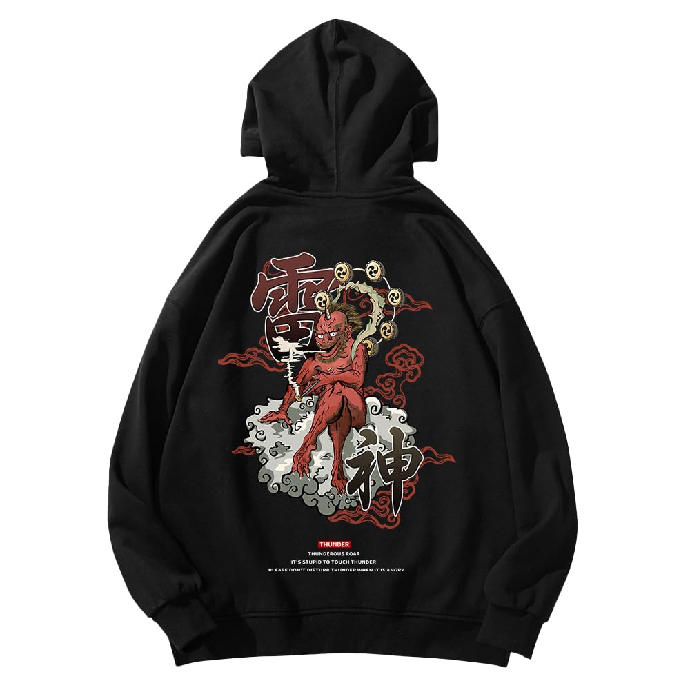 Drawstring Pattern Loose Hoodie with Pocket