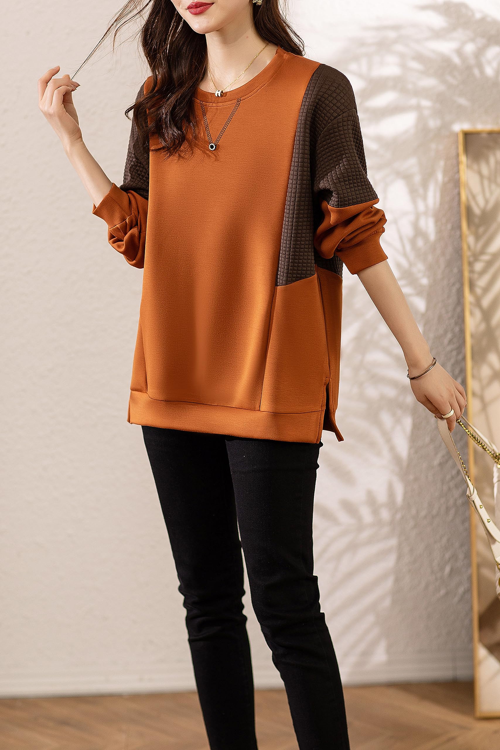 Women's Fall Casual Loose Pullover Blouse Tops - LAI MENG FIVE CATS