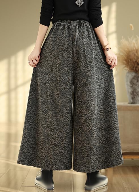 Elastic Waist Double Pocket Wide Leg Trousers