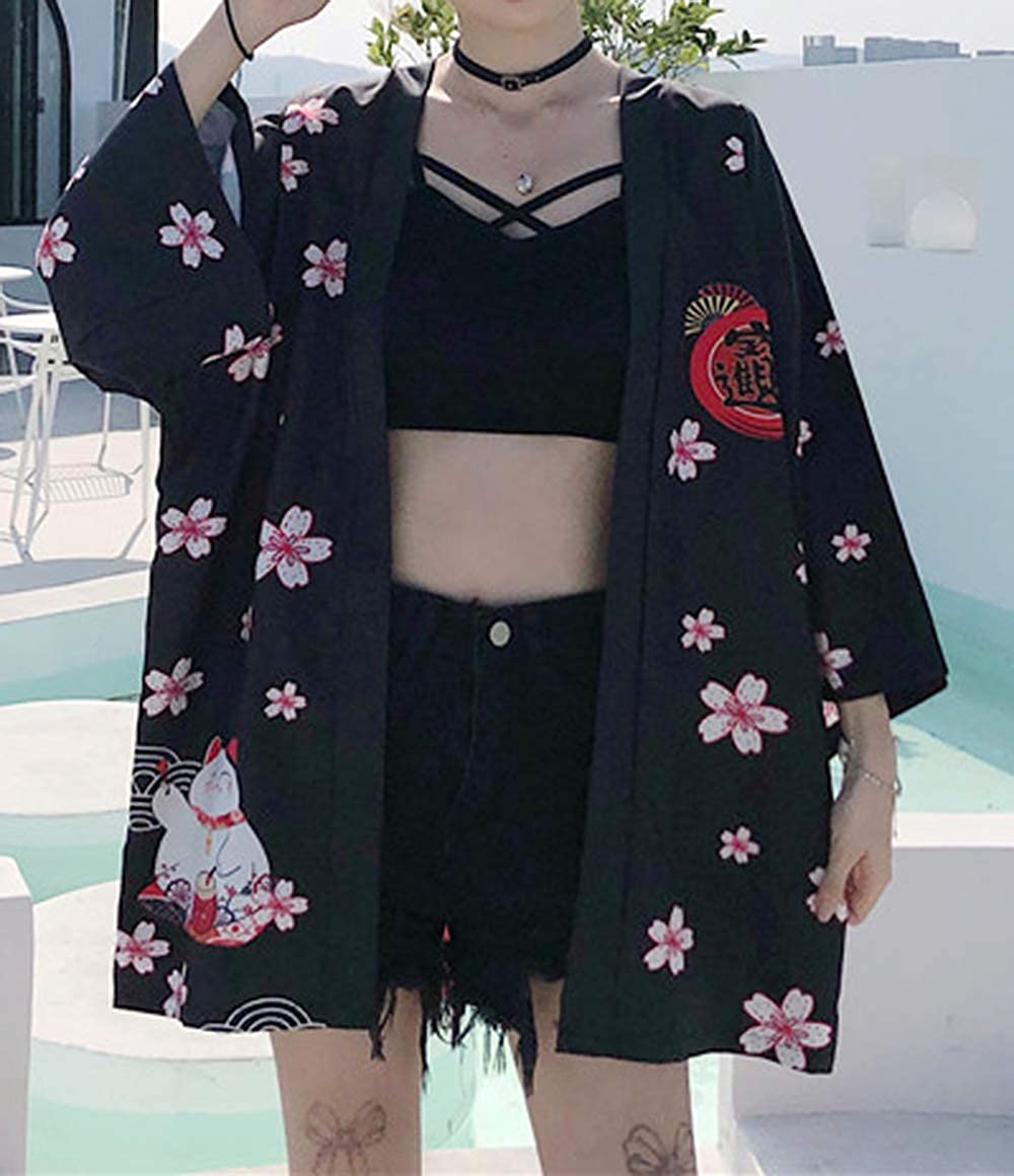 K10-Women's Lucky Cat Cardigan Kimono Cute Tops