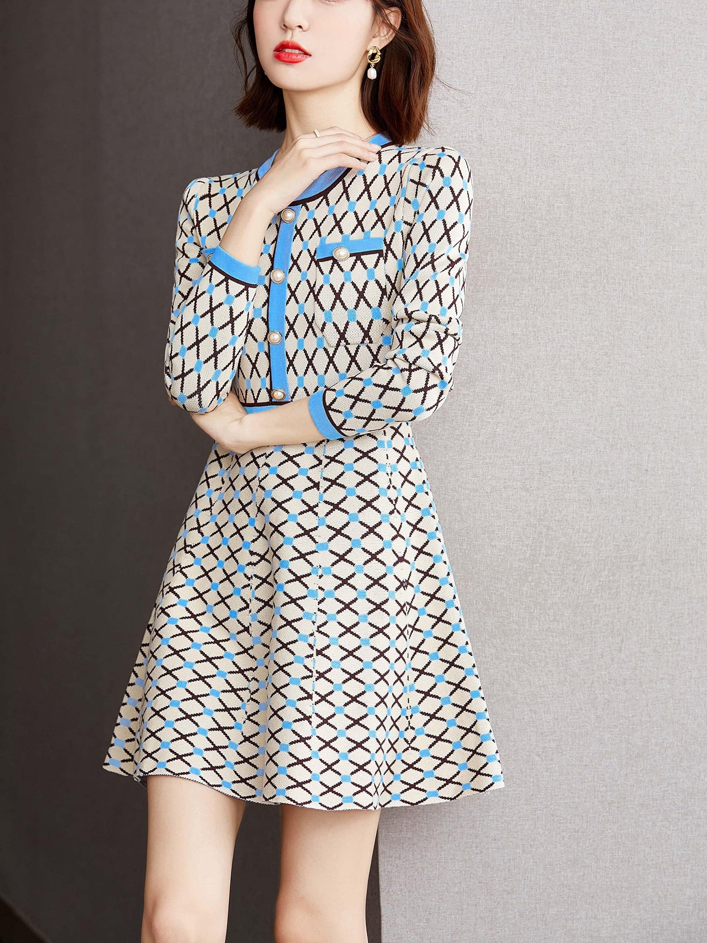 Women's Fall Casual Sweater Knit A-line Mini Dress
