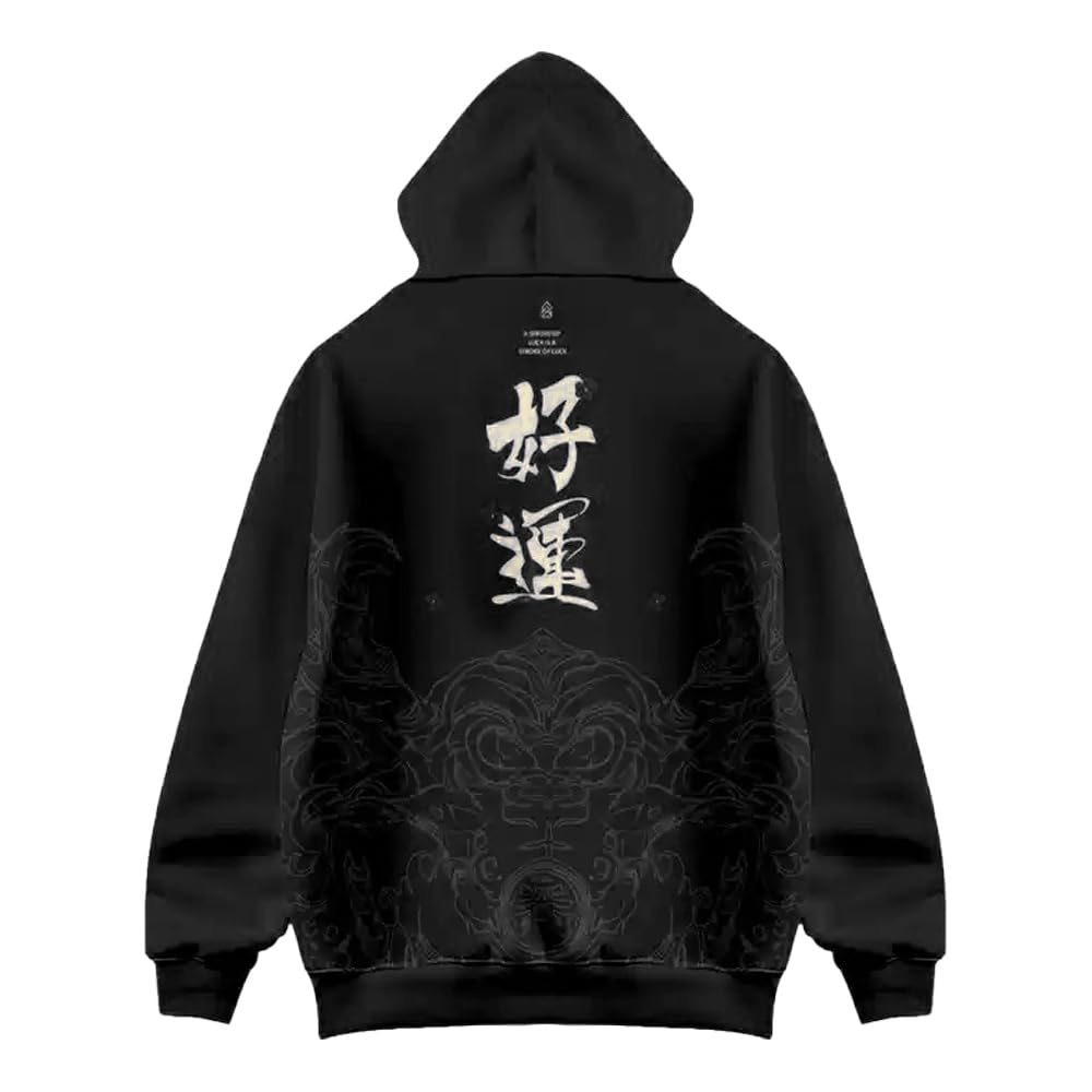 Drawstring Pattern Loose Hoodie with Pocket