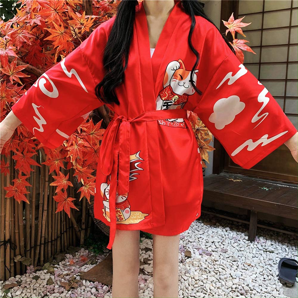 K10-Women's Lucky Cat Cardigan Kimono Cute Tops - LAI MENG FIVE CATS