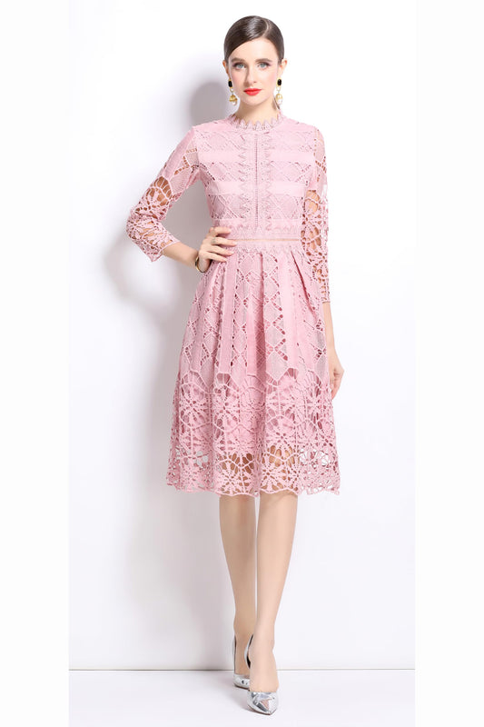 Womens 2/3 Sleeve Wedding Midi Dress - LAI MENG FIVE CATS