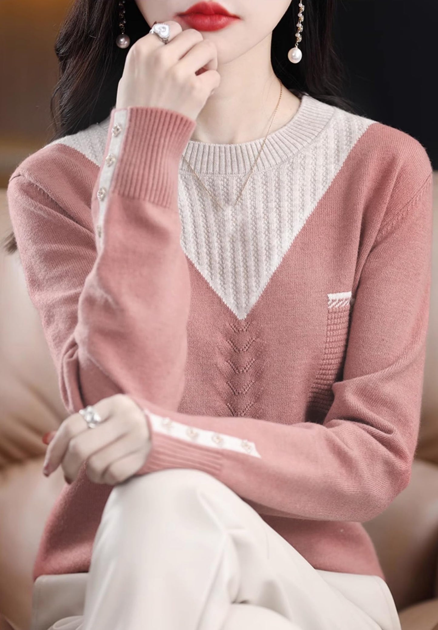 Knit Layered Loose Fall Pullover Tops