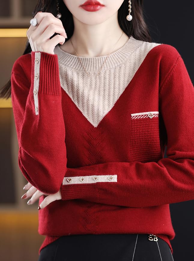 Knit Layered Loose Fall Pullover Tops - LAI MENG FIVE CATS