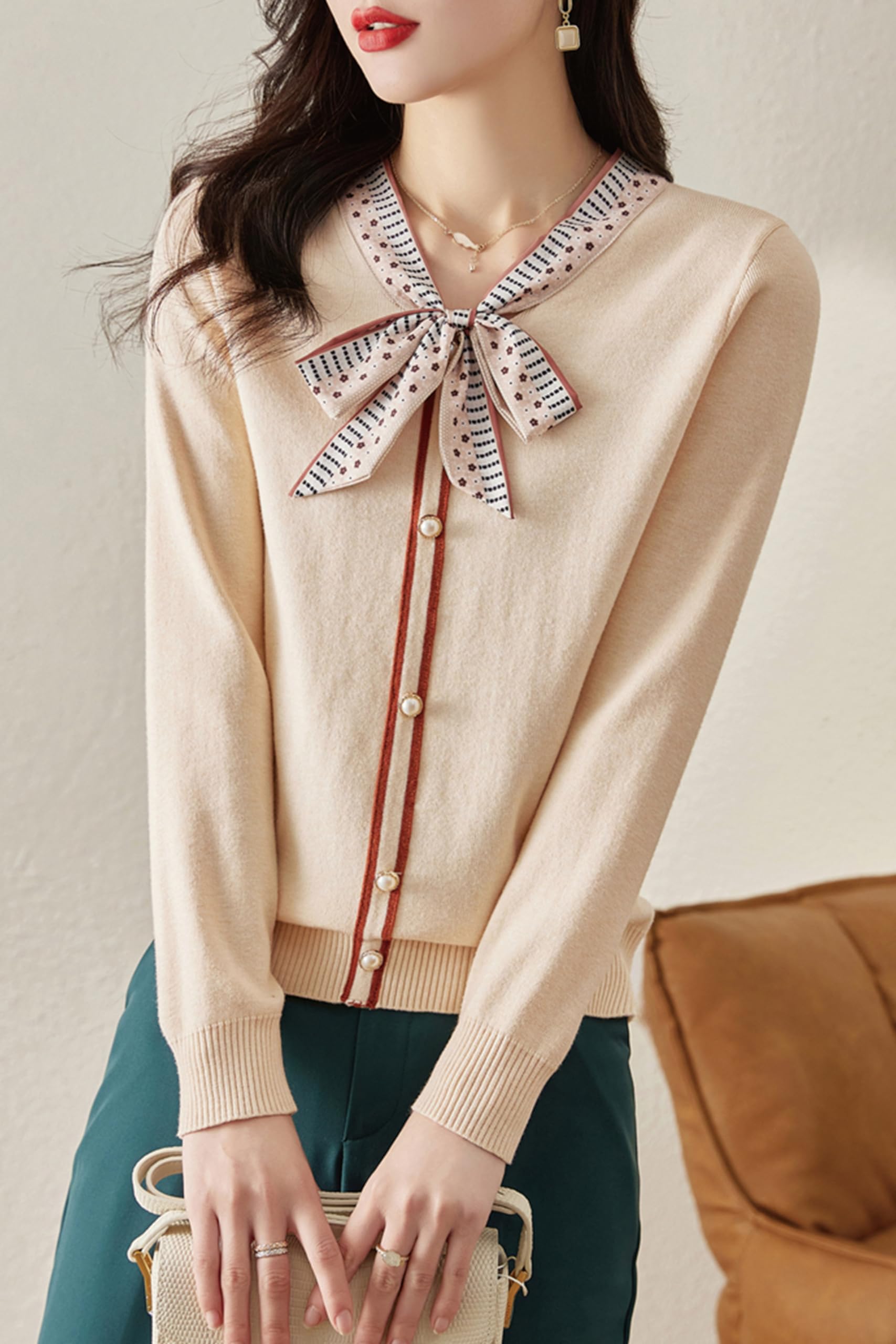 BK-Knit Shirt Long Sleeve Pullover Tops - LAI MENG FIVE CATS
