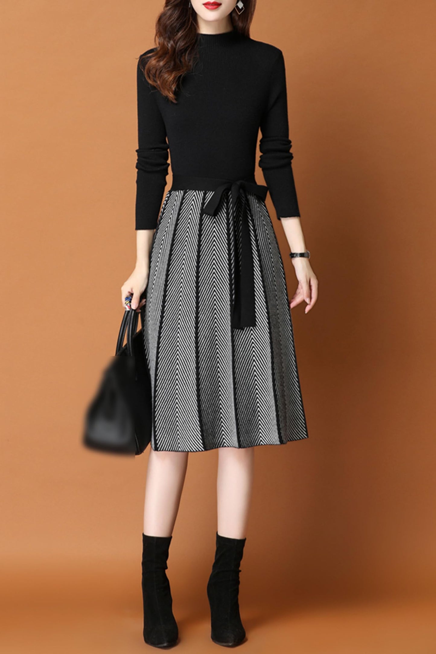 BK-Elegant Knit Pullover Midi Dress - LAI MENG FIVE CATS