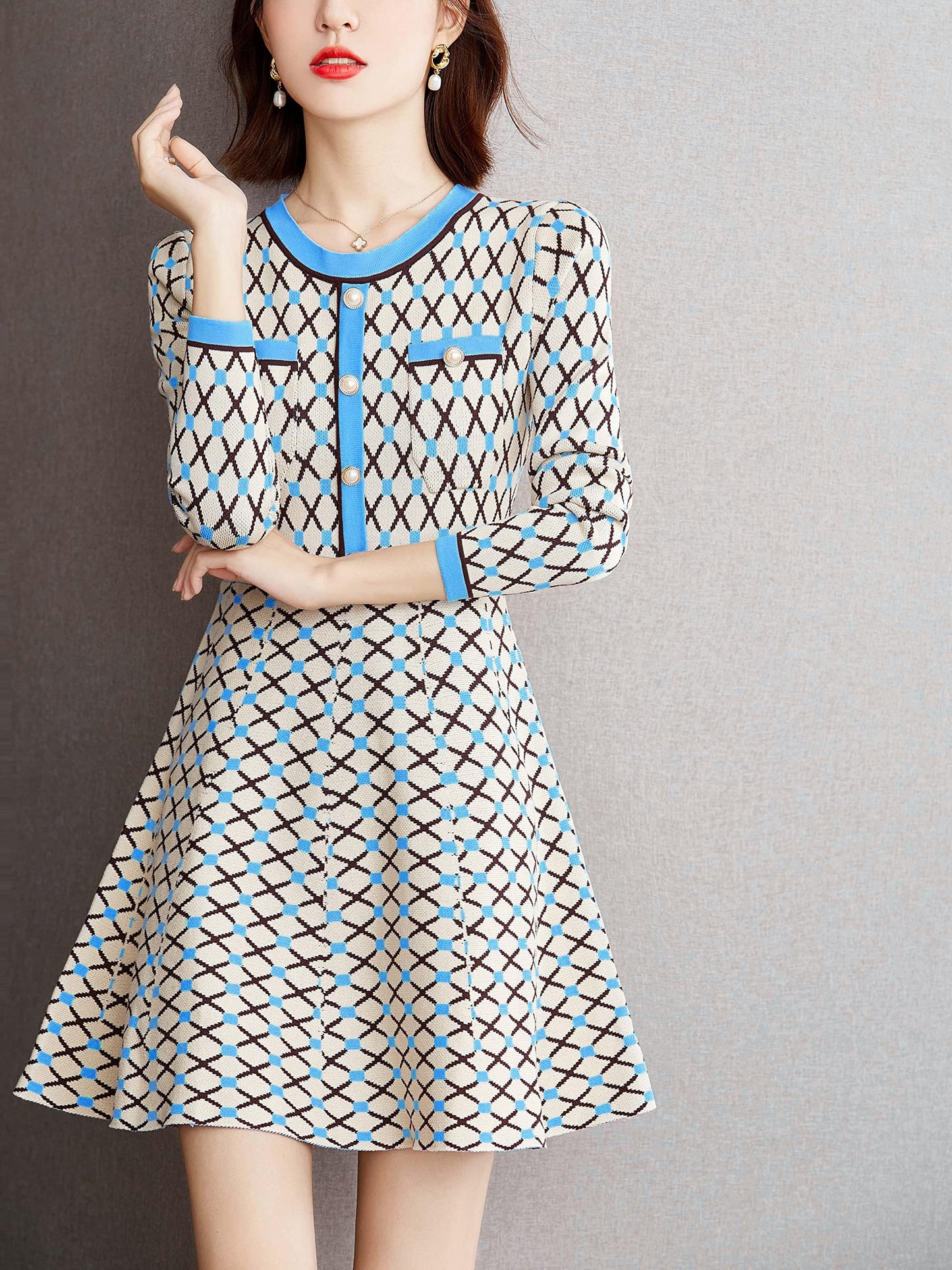 Women's Fall Casual Sweater Knit A-line Mini Dress