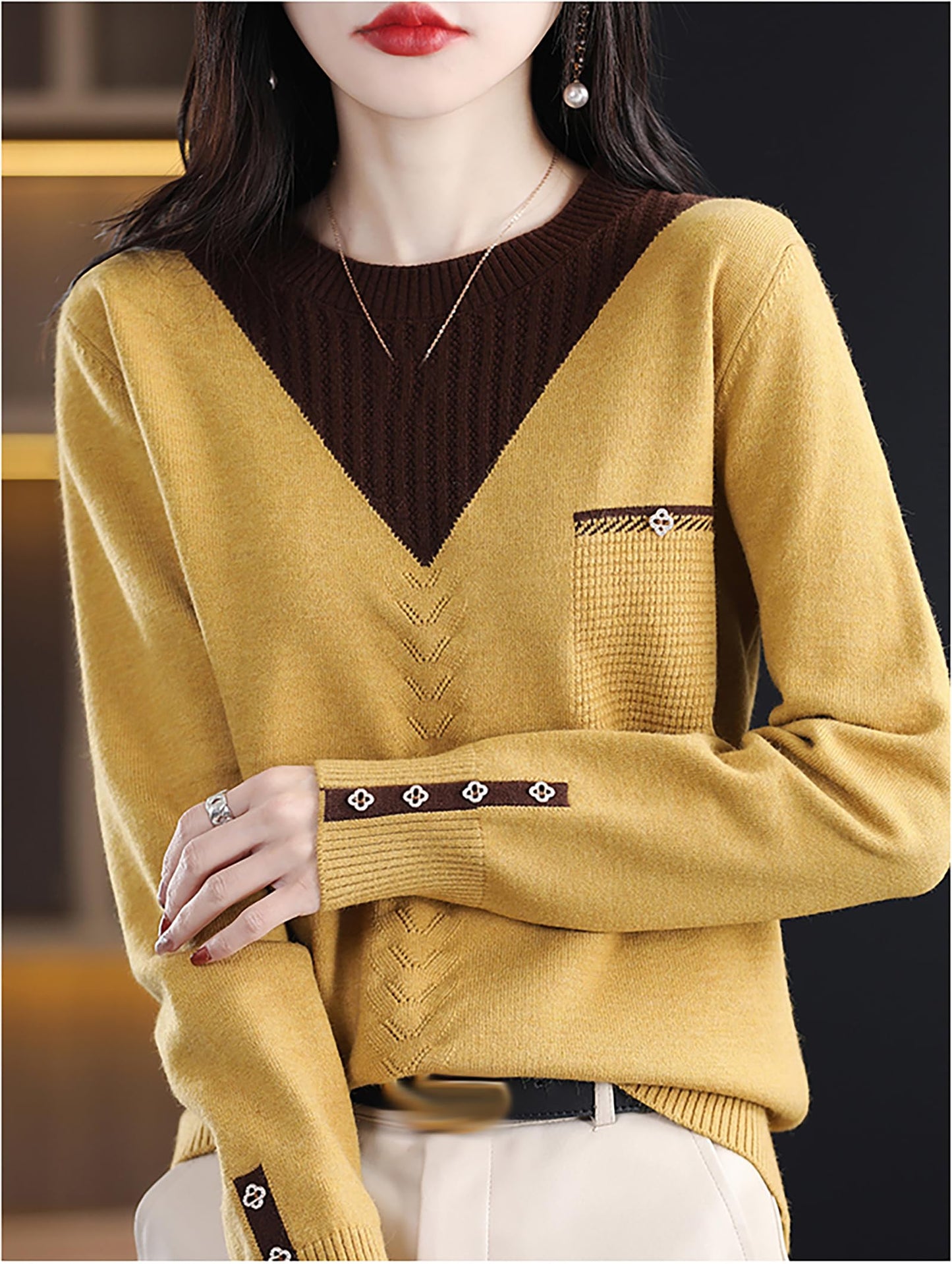 Knit Layered Loose Fall Pullover Tops