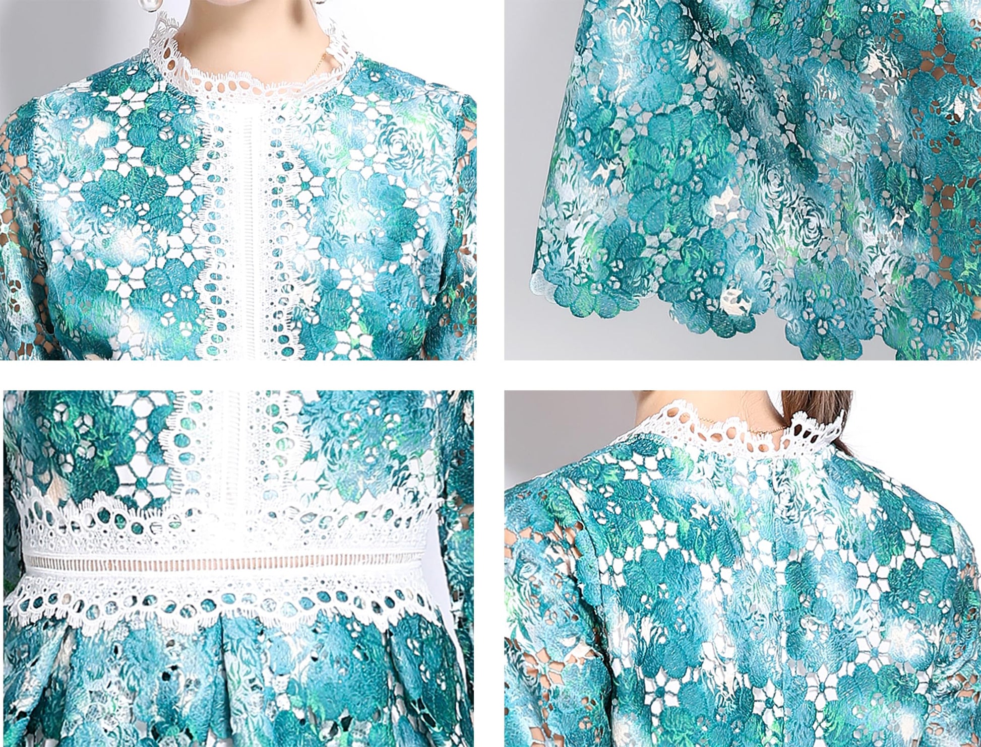 Womens 3/4 Sleeve Floral Print Midi Dress - LAI MENG FIVE CATS