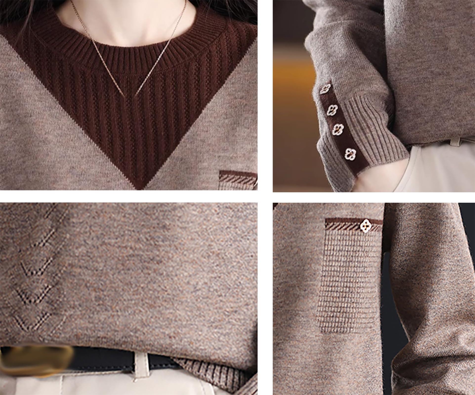 Knit Layered Loose Fall Pullover Tops - LAI MENG FIVE CATS