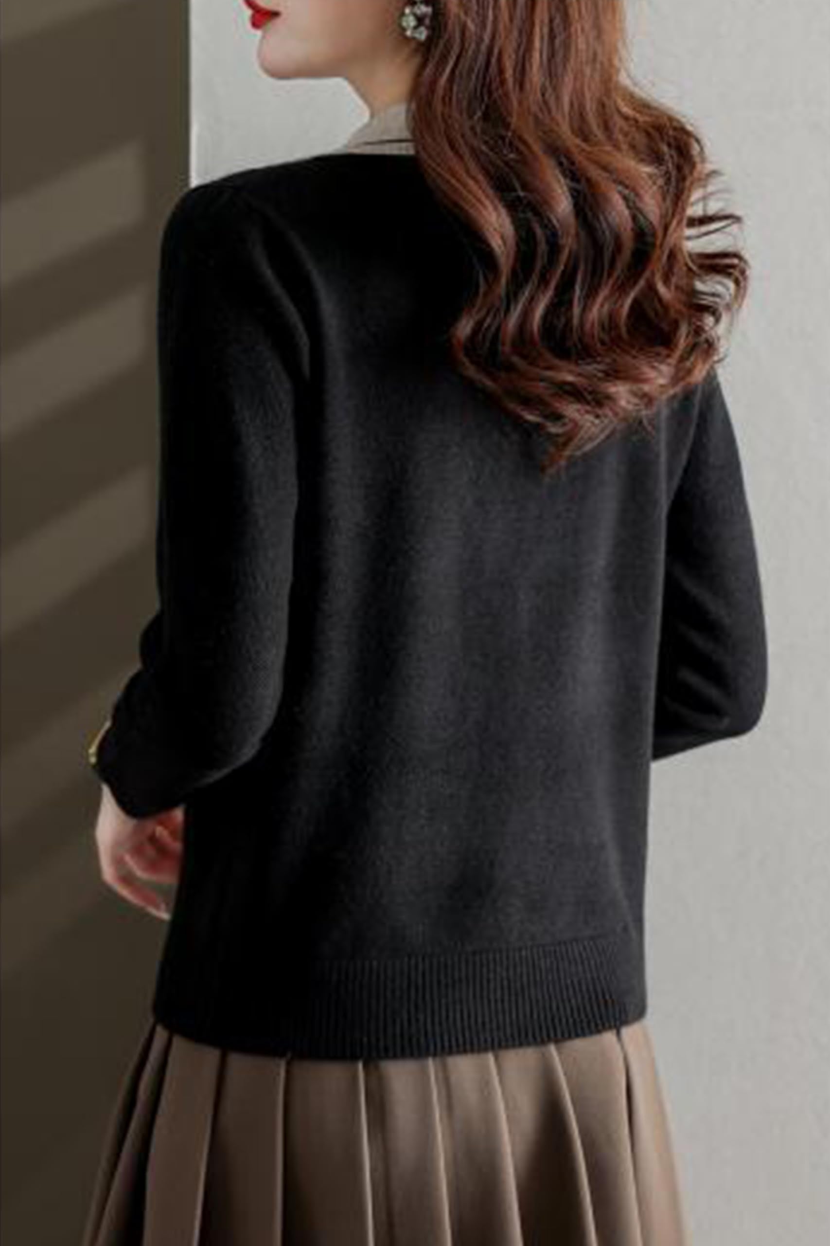 Collar Shirt V-Neck Patchwork Blouse Top - LAI MENG FIVE CATS