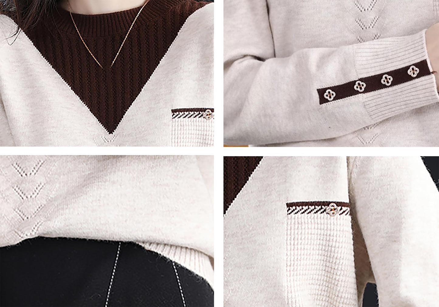Knit Layered Loose Fall Pullover Tops