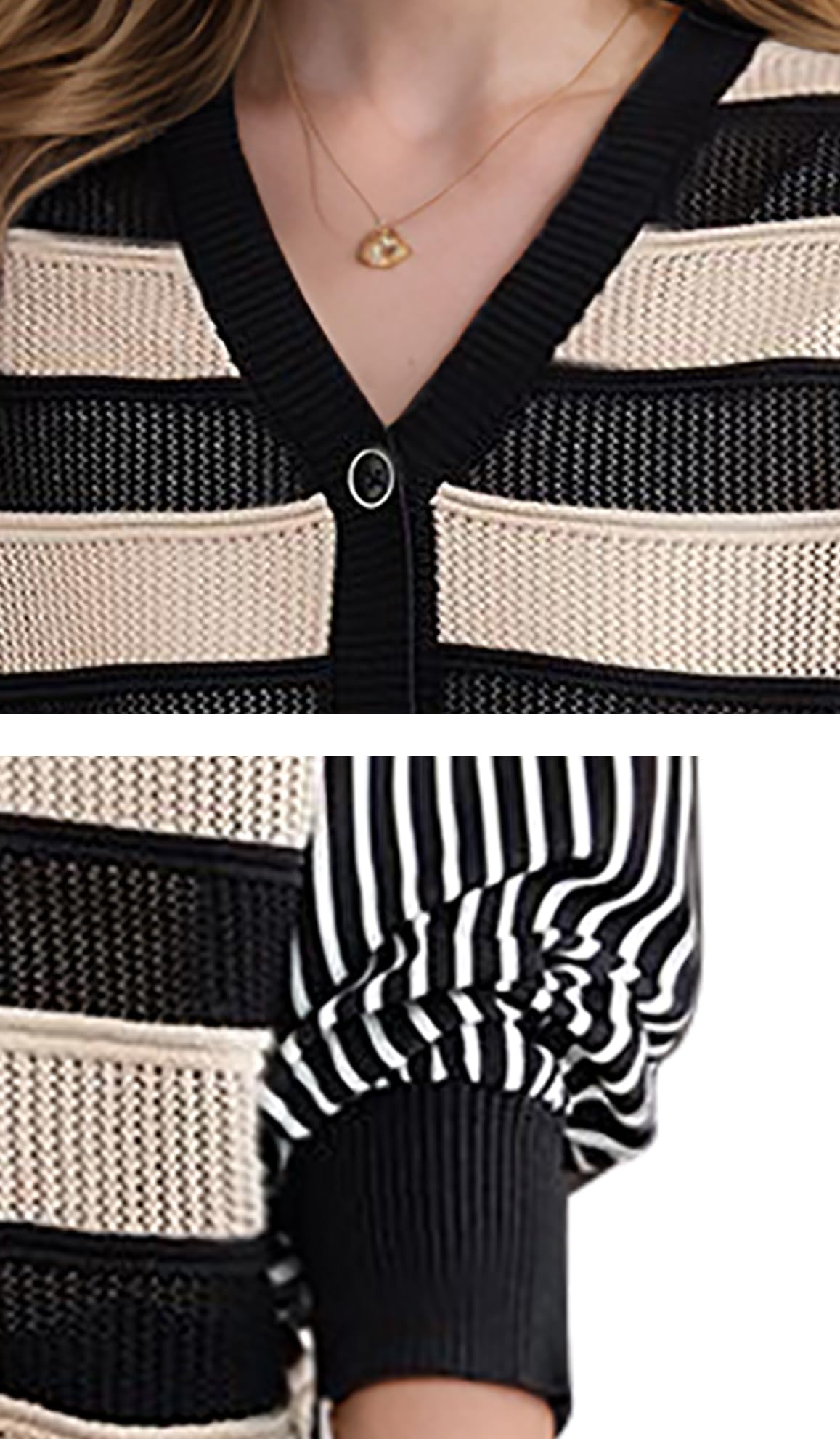 BK-Striped Cardigan Button Fashion Casual Tops - LAI MENG FIVE CATS