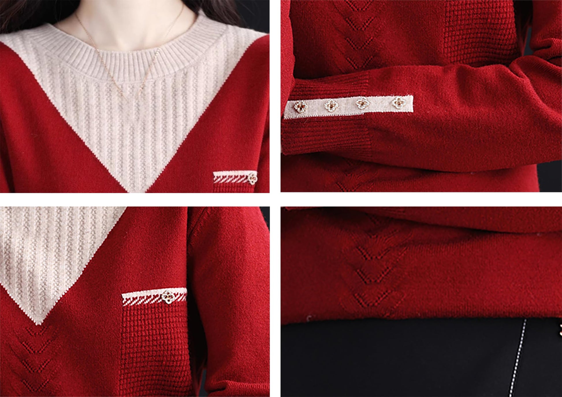 Knit Layered Loose Fall Pullover Tops - LAI MENG FIVE CATS