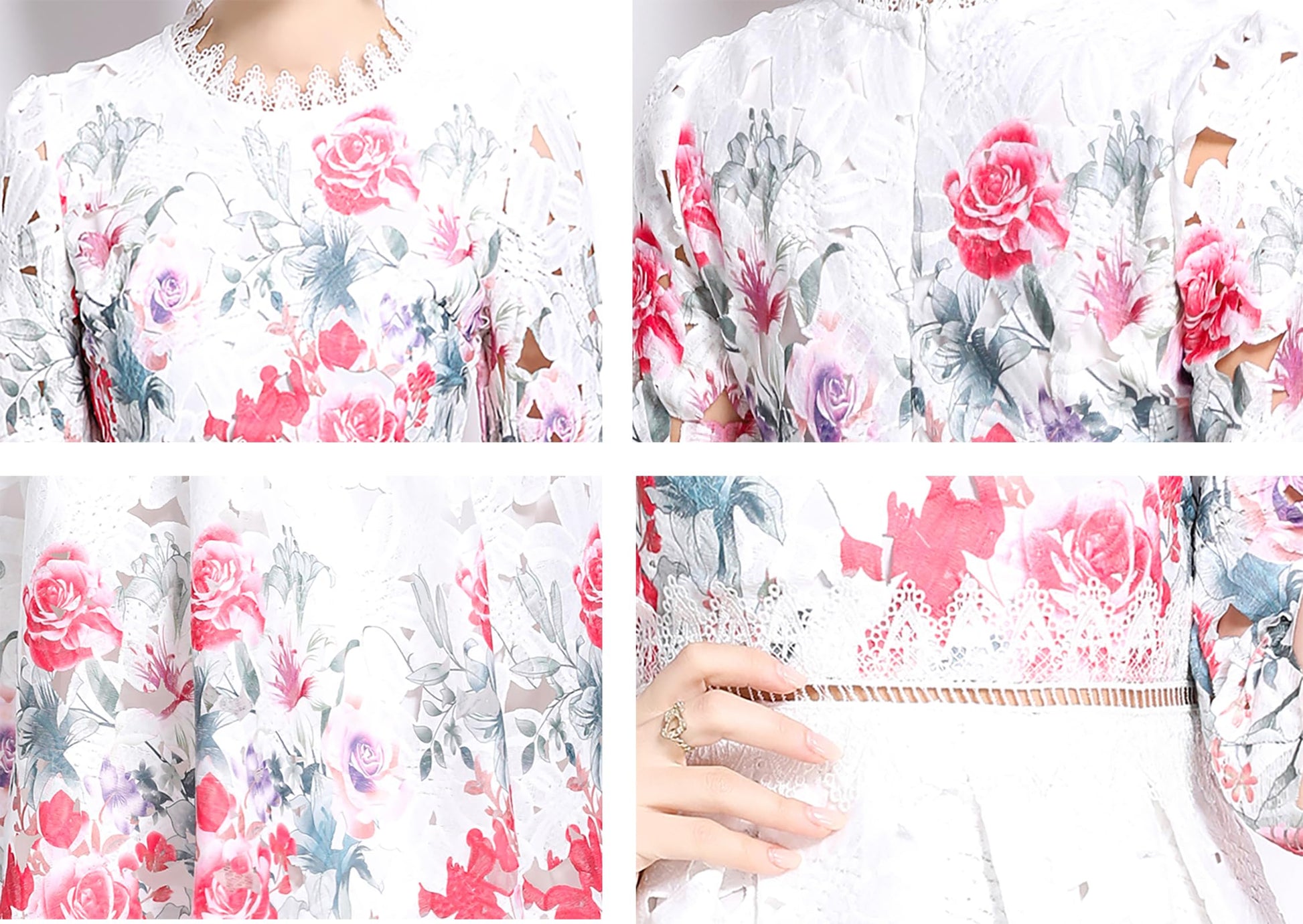 Womens Flowy Lace Party Midi Dress - LAI MENG FIVE CATS