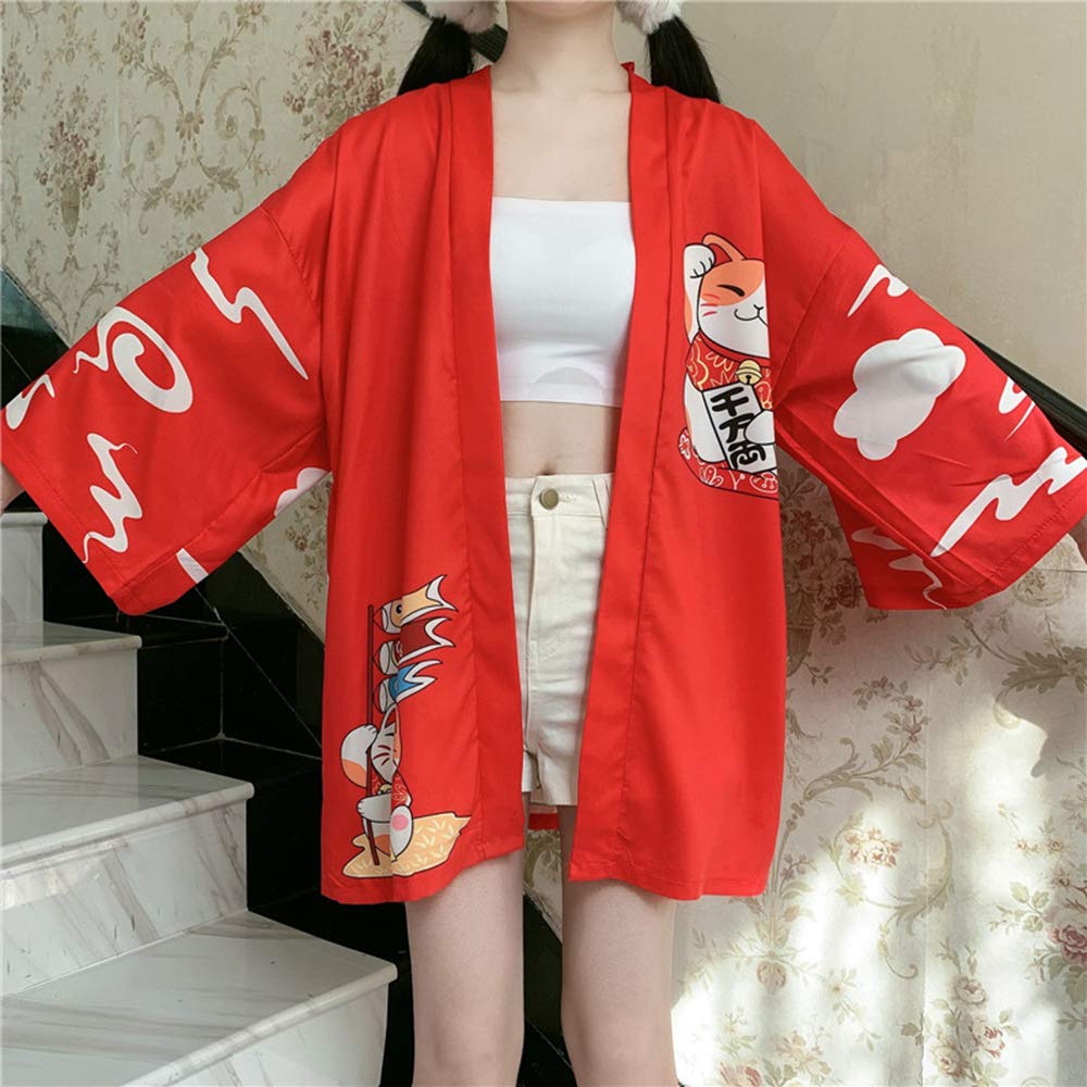K10-Women's Lucky Cat Cardigan Kimono Cute Tops