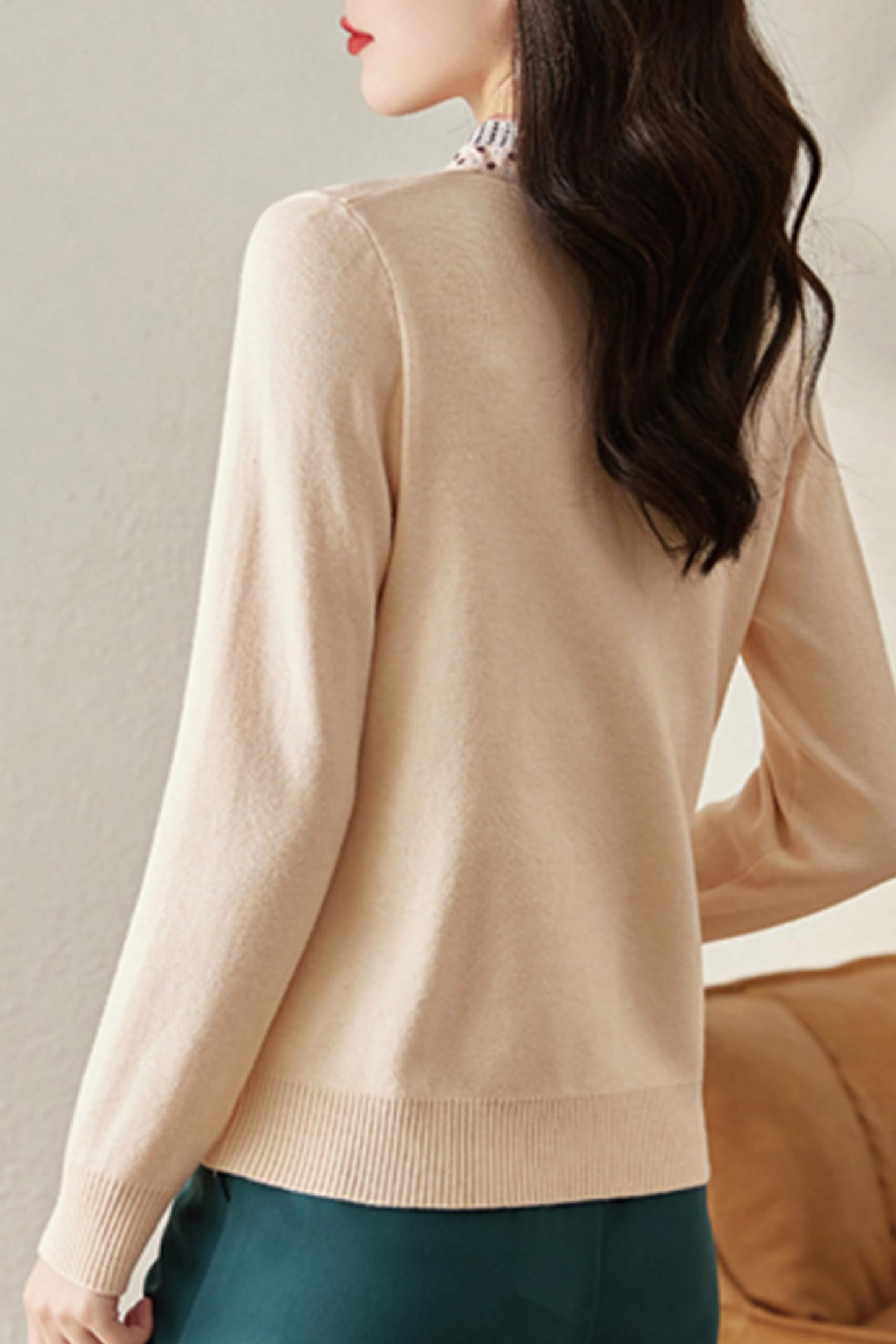 BK-Knit Shirt Long Sleeve Pullover Tops - LAI MENG FIVE CATS