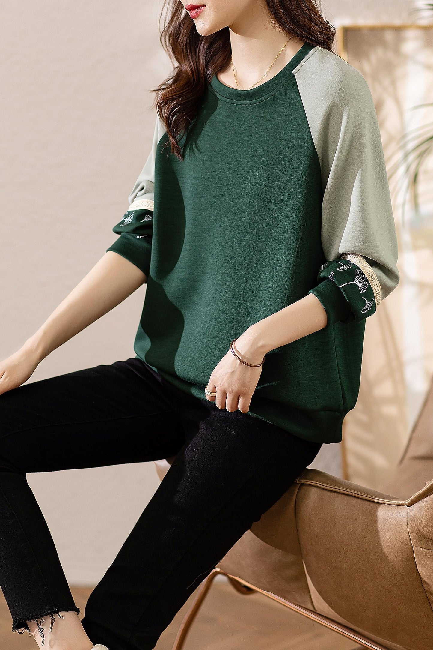 Women's Fall Casual Loose Pullover Blouse Tops - LAI MENG FIVE CATS