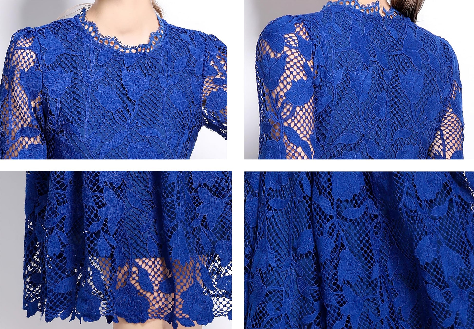 Womens Lace Floral Elegant Midi Dress - LAI MENG FIVE CATS