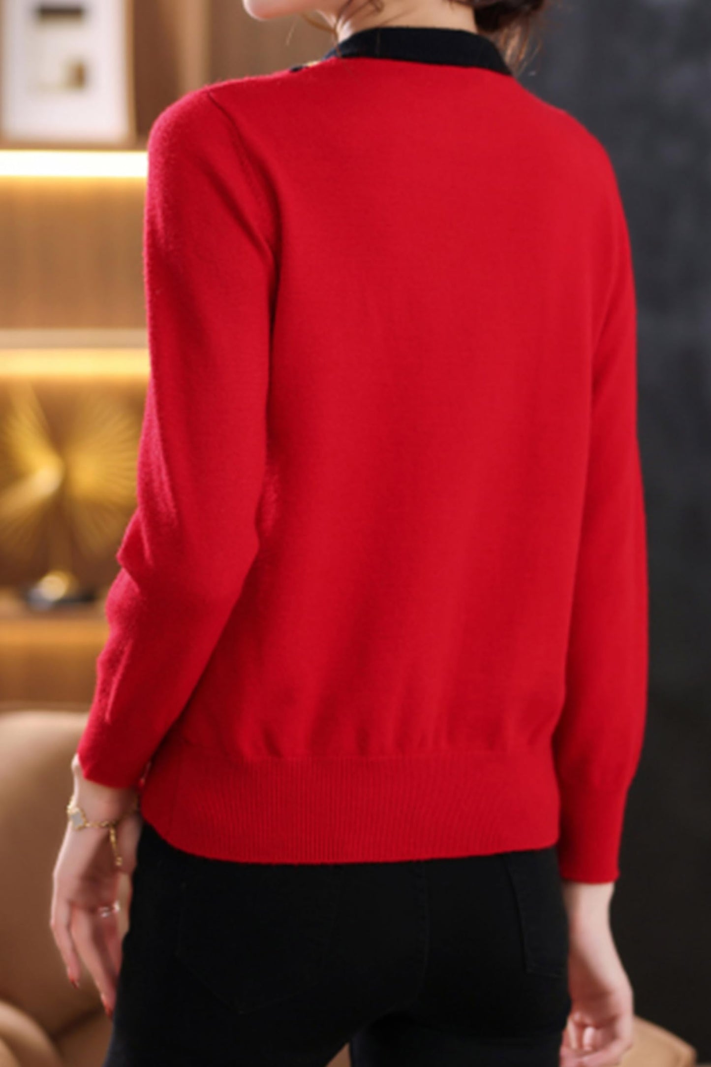 Women's Tie Neck Casual Shirt Tunic Pullover Blouse Tops - LAI MENG FIVE CATS