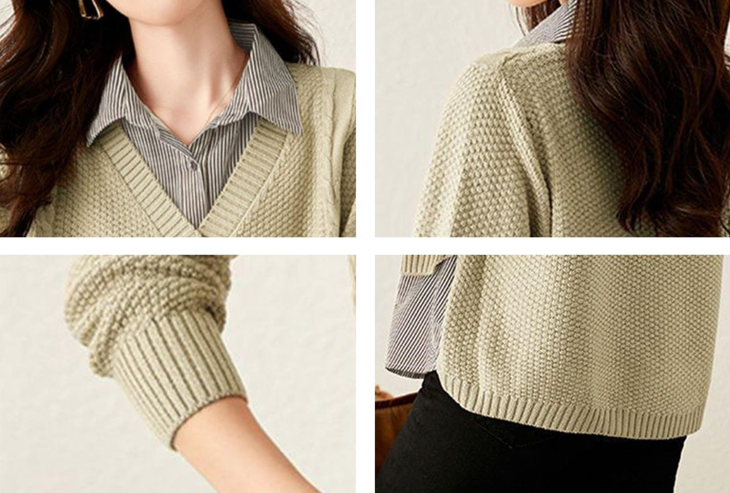 Knit 2 in 1 Tunics Patchwork Tops - LAI MENG FIVE CATS