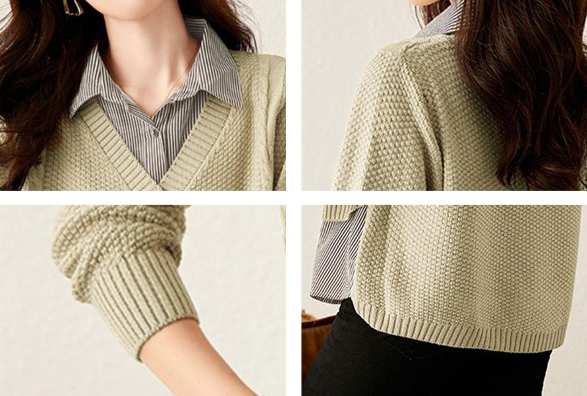 Knit  2 in 1 Tunics Patchwork Tops - LAI MENG FIVE CATS