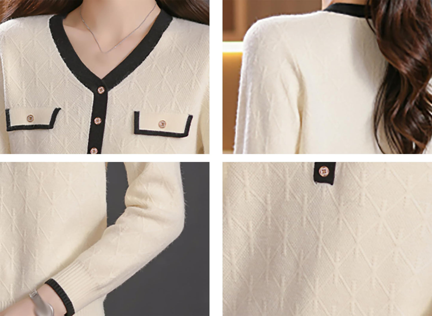 Knit Solid Color Button Pullover Tops - LAI MENG FIVE CATS