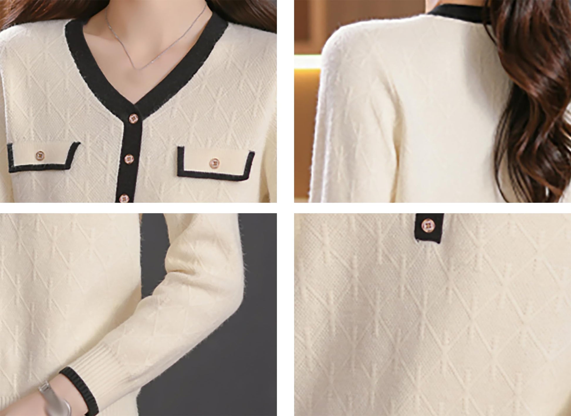 Knit Solid Color Button Pullover Tops - LAI MENG FIVE CATS