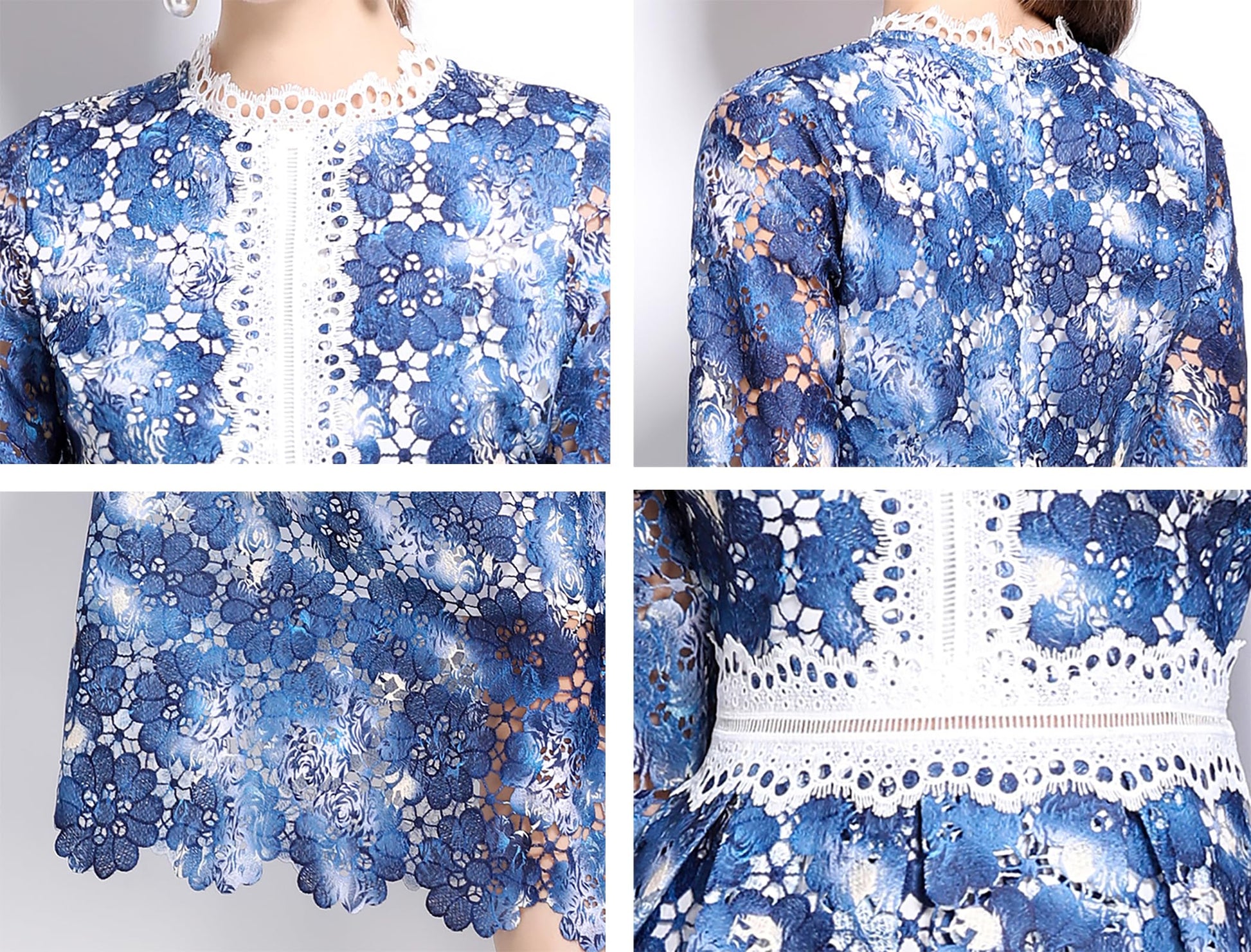 Womens 3/4 Sleeve Floral Print Midi Dress - LAI MENG FIVE CATS