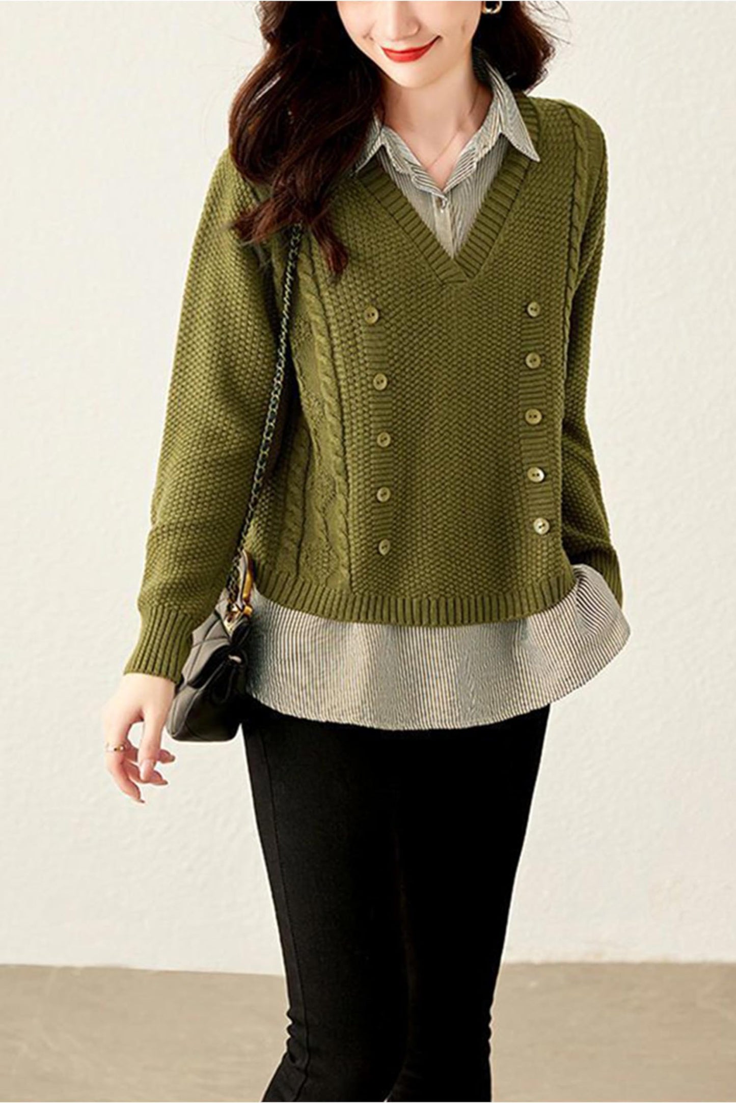 Knit 2 in 1 Tunics Patchwork Tops - LAI MENG FIVE CATS