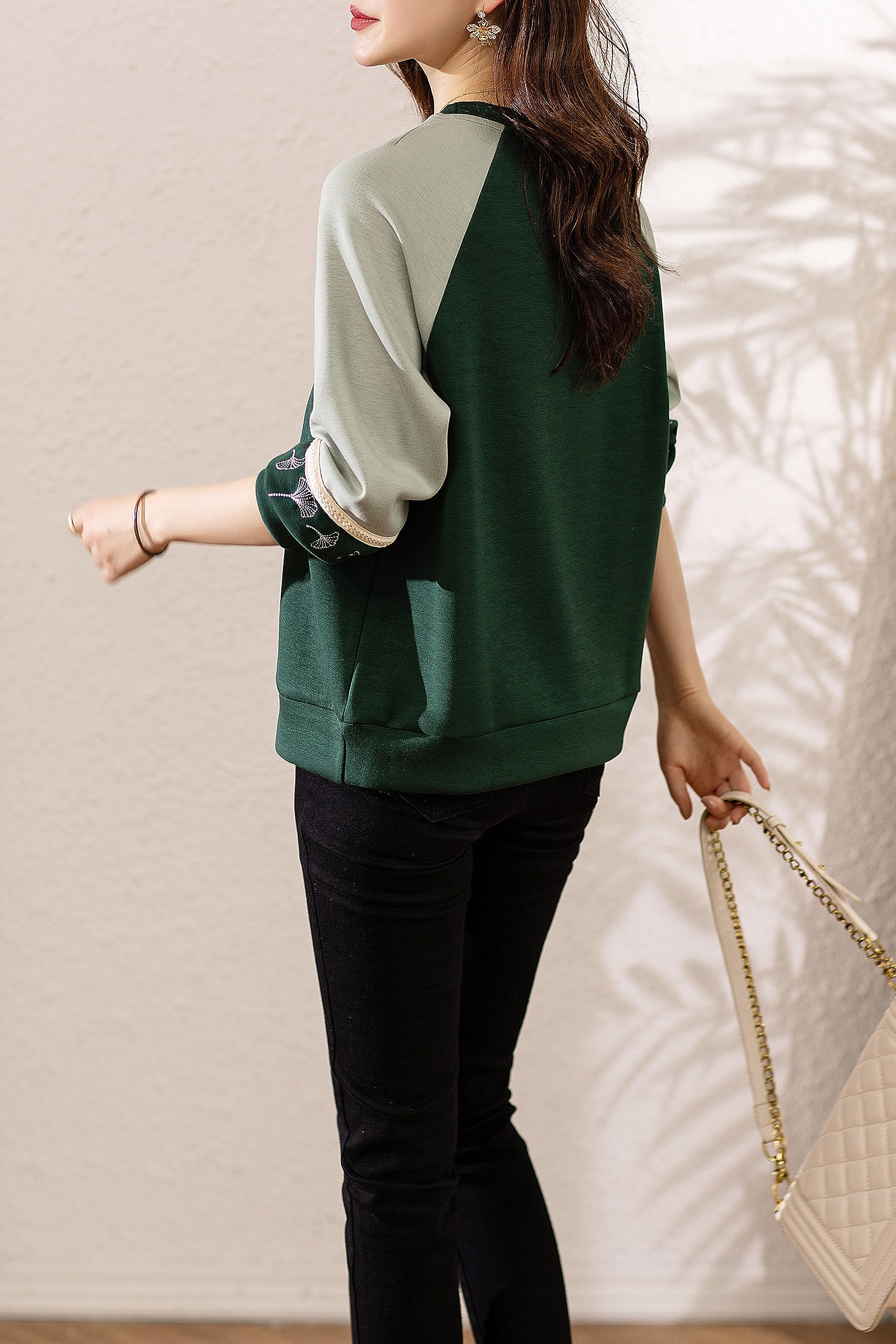 Women's Fall Casual Loose Pullover Blouse Tops - LAI MENG FIVE CATS