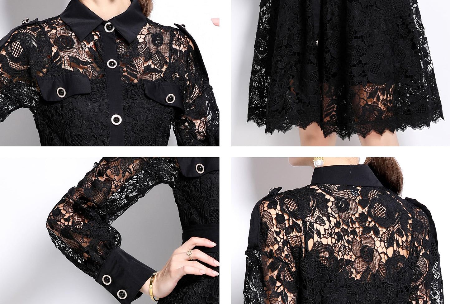 Womens Lace Tie Waist Flowy Midi Dress - LAI MENG FIVE CATS