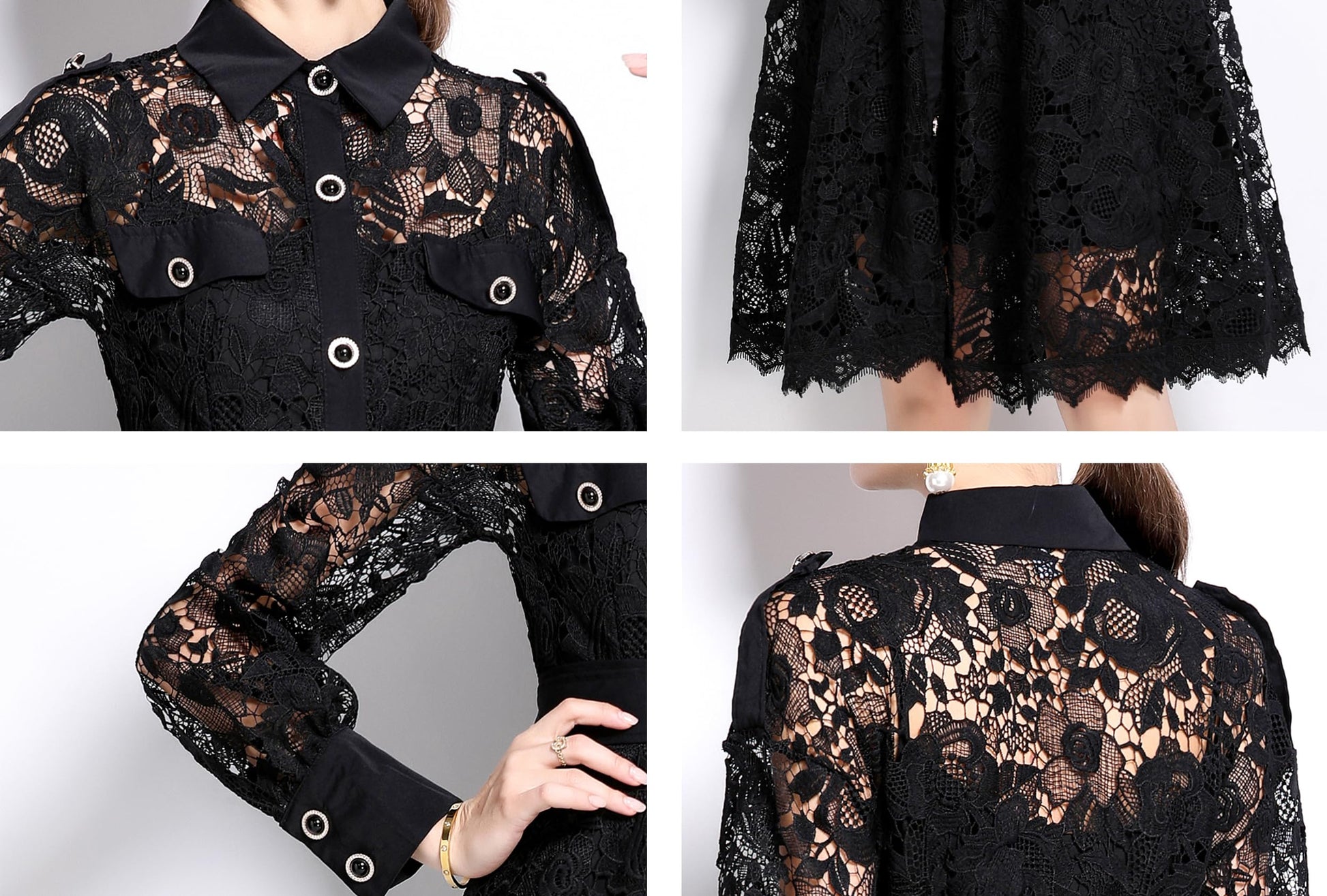 Womens Lace Tie Waist  Flowy Midi Dress - LAI MENG FIVE CATS