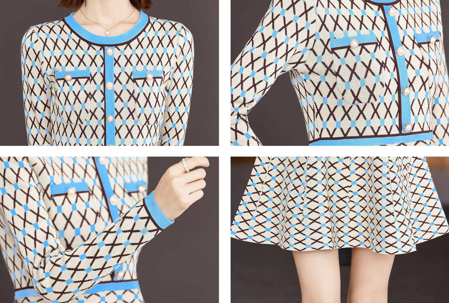 Women's Fall Casual Sweater Knit A-line Mini Dress