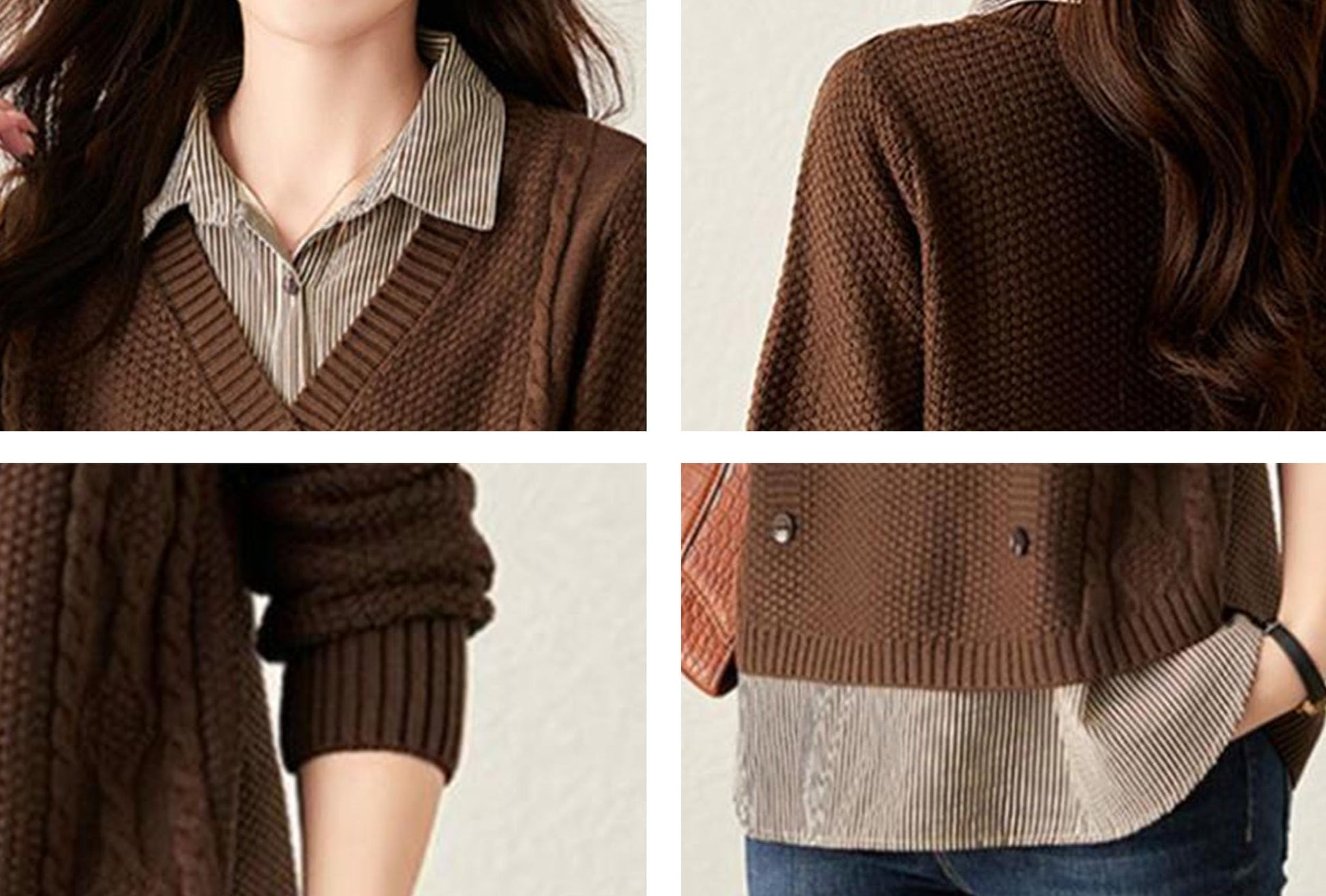 Knit  2 in 1 Tunics Patchwork Tops - LAI MENG FIVE CATS