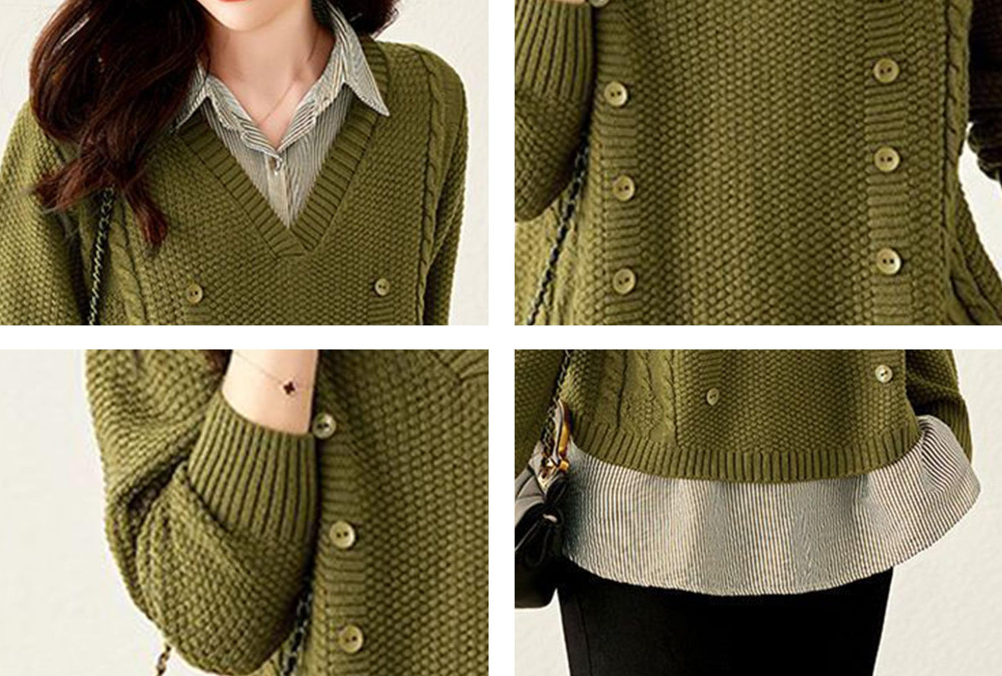 Knit 2 in 1 Tunics Patchwork Tops - LAI MENG FIVE CATS