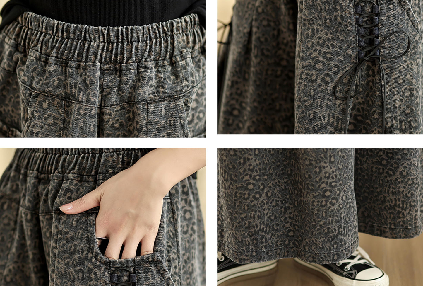 Elastic Waist Double Pocket Wide Leg Trousers