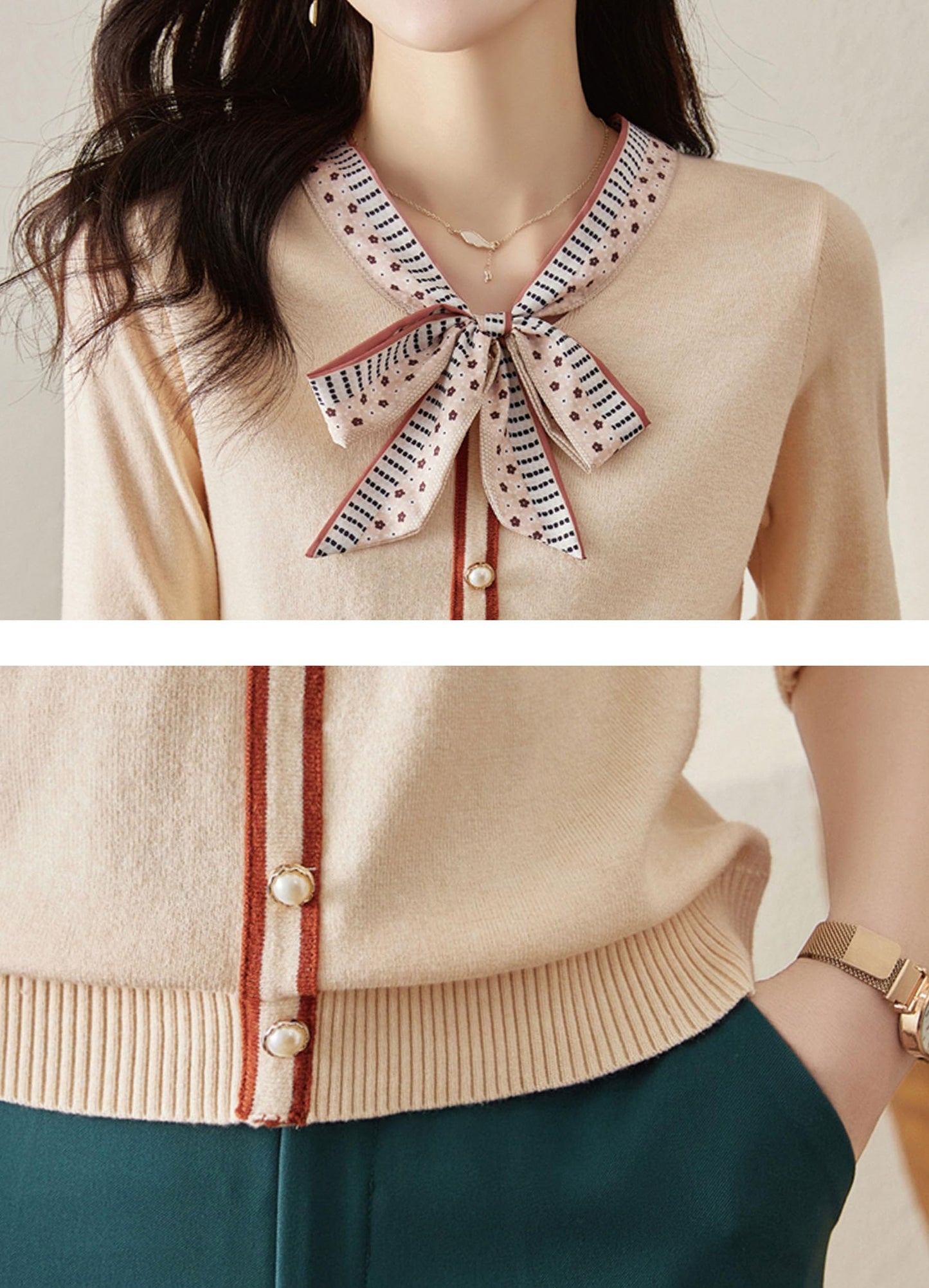BK-Knit Shirt Long Sleeve Pullover Tops - LAI MENG FIVE CATS